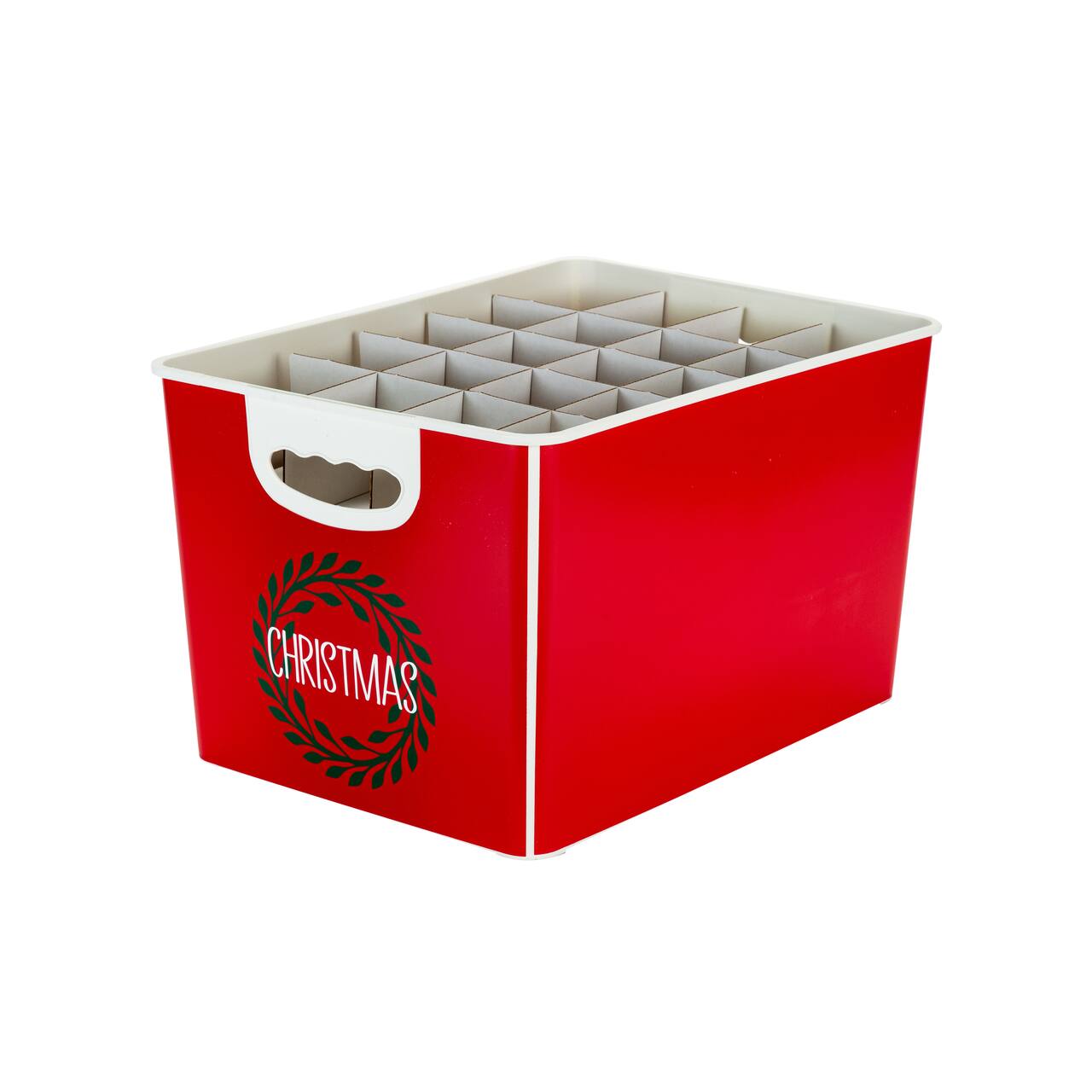 Simplify 15.4" Christmas Wreath 60 Ornament Storage Tote Bin